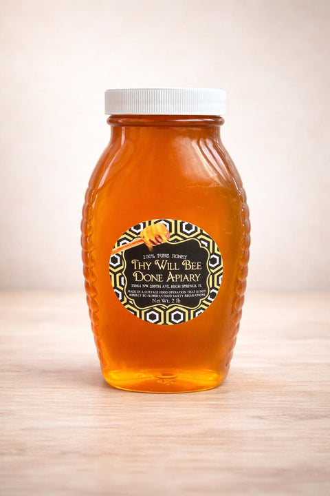 Raw Florida Honey 2lb, Gallberry or Wildflower Honey, Unfiltered Natural Honey, Large Honey Jar, Tea Sweetener