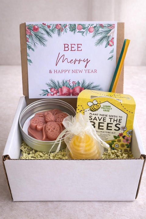 Bee Christmas Gift Box | Honey Soap Candle Gift Set | Bee Lover Gift | Christmas Gift Box | Stocking Stuffer | Beeswax Candle Set