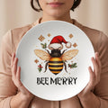 Christmas Bee Dinner Plate | Holiday Dinnerware | Bee Lover Gift | Beekeeper Christmas Gift | Festive Table Decor | Bee Merry Plate – view 2