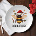 Christmas Bee Dinner Plate | Holiday Dinnerware | Bee Lover Gift | Beekeeper Christmas Gift | Festive Table Decor | Bee Merry Plate