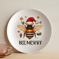 Christmas Bee Dinner Plate | Holiday Dinnerware | Bee Lover Gift | Beekeeper Christmas Gift | Festive Table Decor | Bee Merry Plate – view 4