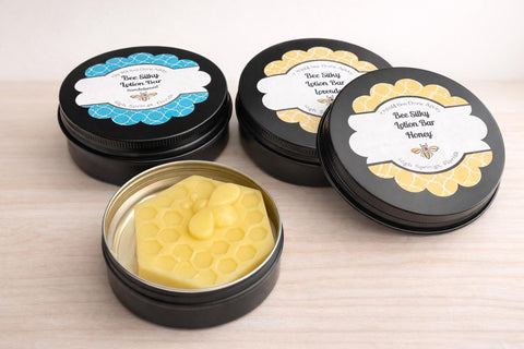 Lotion Bar Gift Set of THREE, Beeswax Solid Lotion Bars, Hard Lotion, Skin Care Gift Box, Self Care Gift for Dry Skin