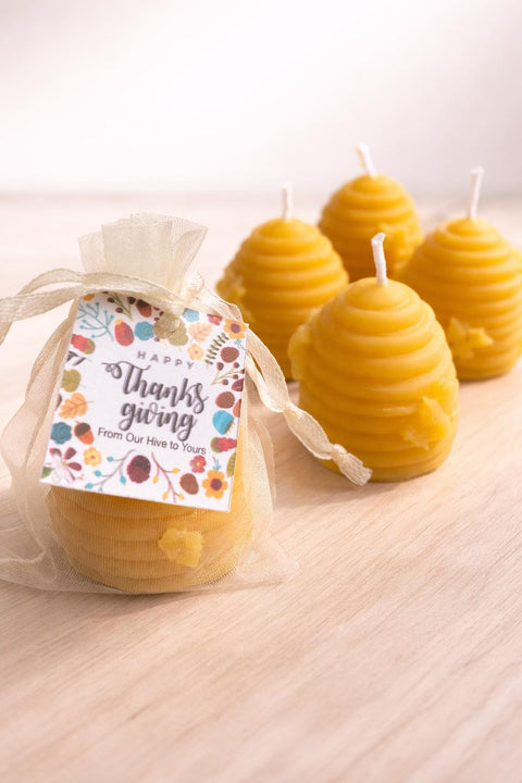 Thanksgiving Beeswax Candle, Our Hive to Yours, Happy Thanksgiving Favor, Be Thankful Bee Candle