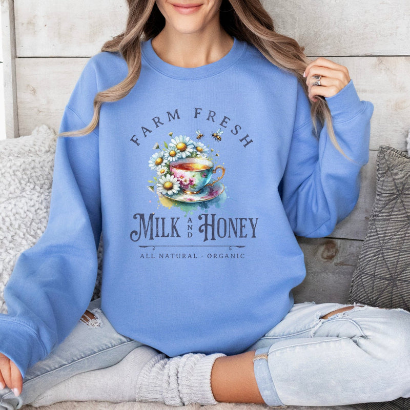 Tea Lover Sweatshirt | Milk and Honey Shirt | Honey Bee Sweatshirt | Gift for Tea Lover | Bee Lover Sweatshirt | Honey Lover Gift